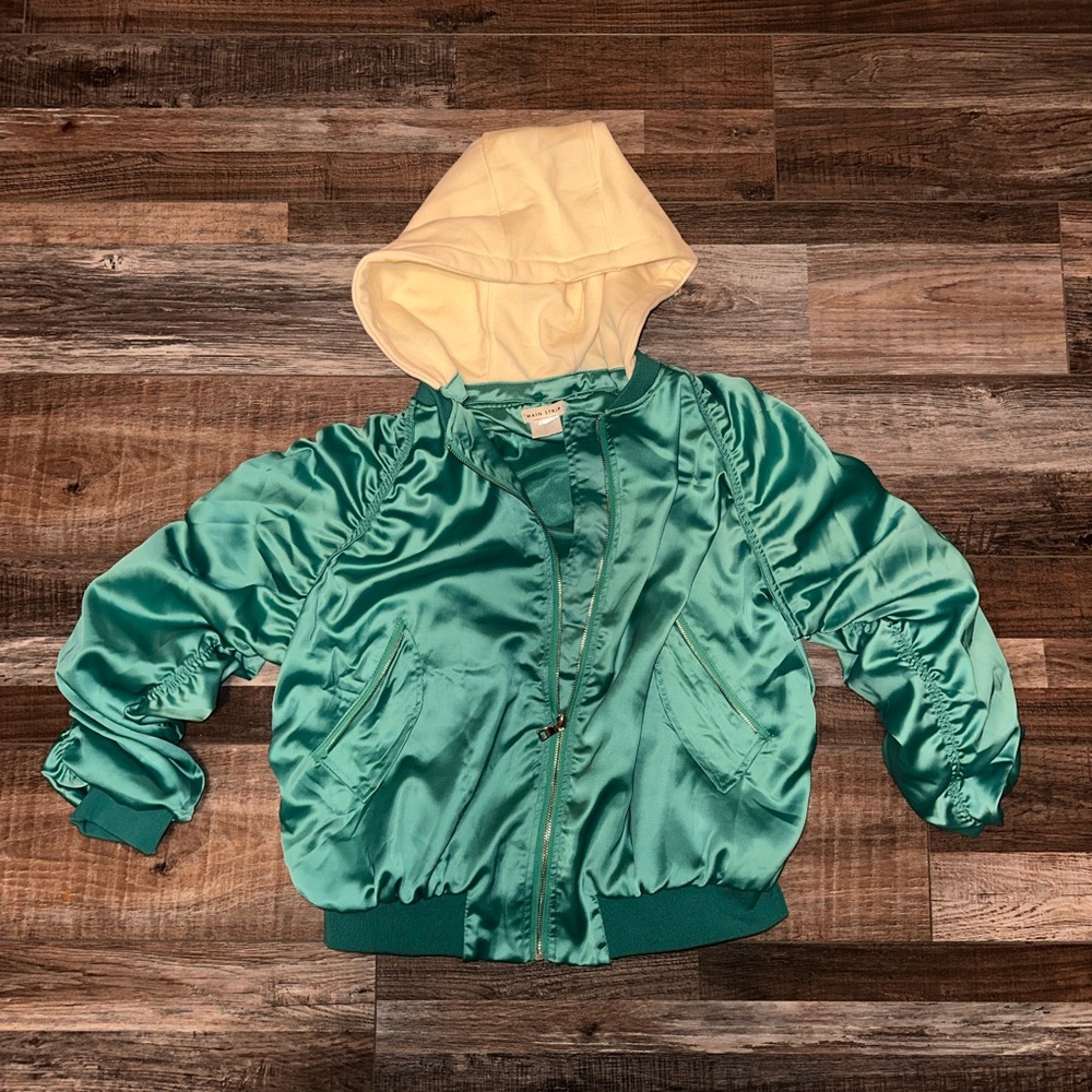Teal 90s inspired bomber jacket